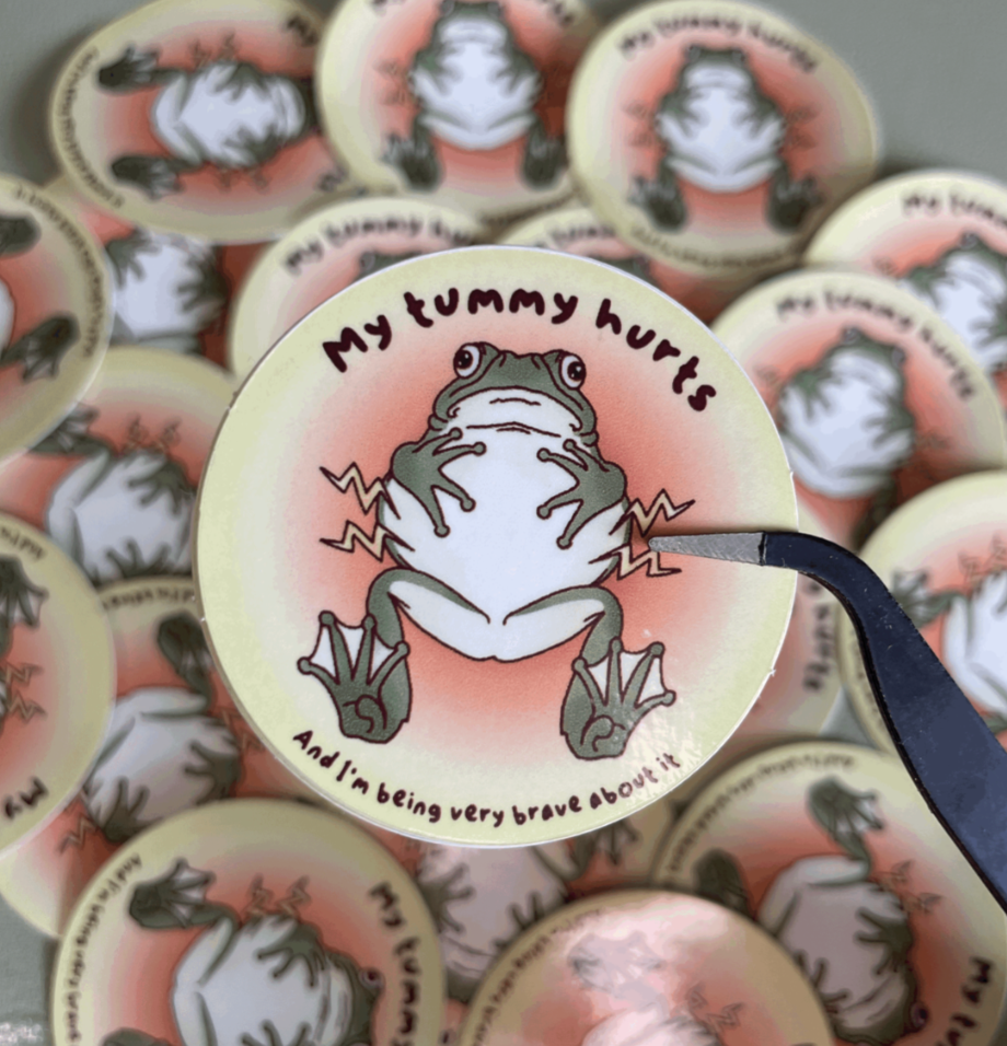 'tummy hurts' sticker